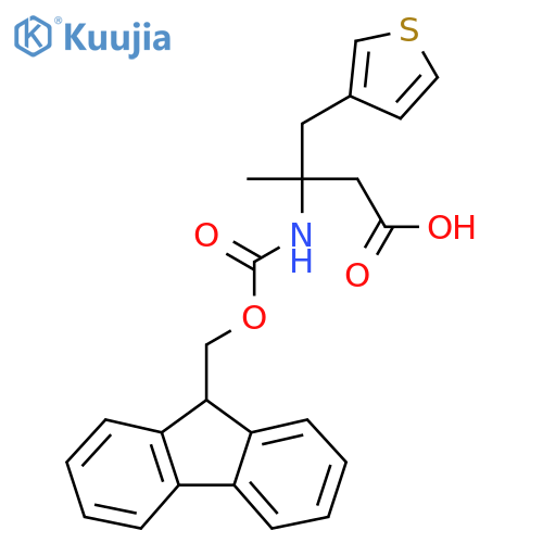 3-({(9H-fluoren-9-yl)methoxycarbonyl}amino)-3-methyl-4-(thiophen-3-yl)butanoic acid structure