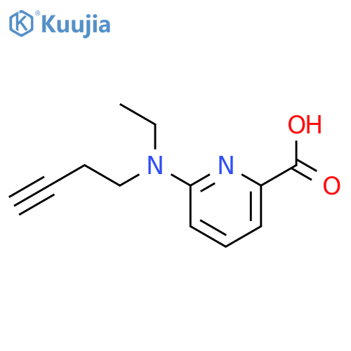 6-(but-3-yn-1-yl)(ethyl)aminopyridine-2-carboxylic acid structure
