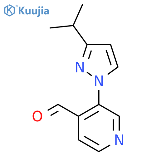 3-3-(propan-2-yl)-1H-pyrazol-1-ylpyridine-4-carbaldehyde structure