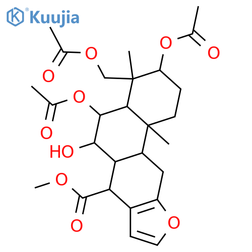 3,6,7,18-Tetrahydroxy-17-vouacapanoic acid; (3β,6α,7β)-form, 3,6,18-Tri-Ac, Me ester structure