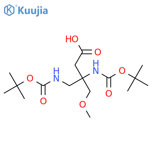 3,4-bis({(tert-butoxy)carbonylamino})-3-(methoxymethyl)butanoic acid structure