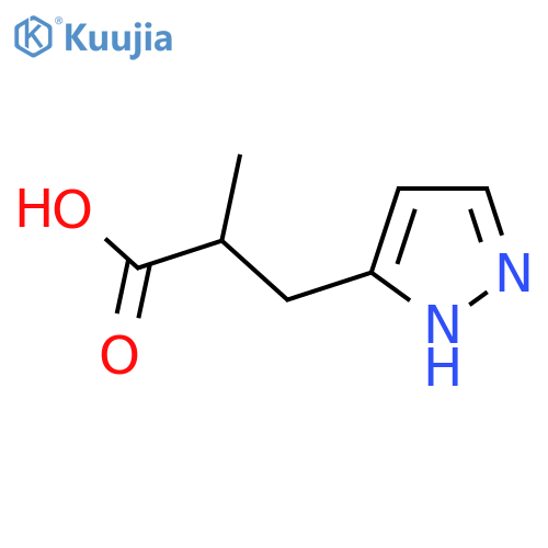 2-methyl-3-(1H-pyrazol-3-yl)propanoic acid structure