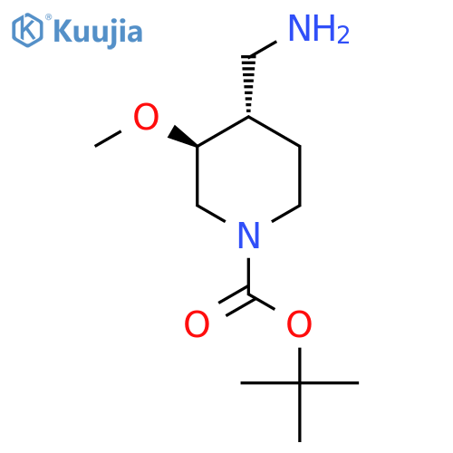 1,1-Dimethylethyl (trans)-4-(aminomethyl)-3-methoxy-1-piperidinecarboxylate structure