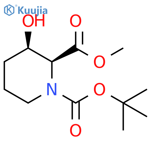 1,2-Piperidinedicarboxylic acid, 3-hydroxy-, 1-(1,1-dimethylethyl) 2-methyl ester, (2S,3R)- structure