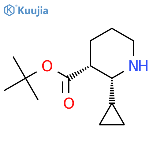 rac-tert-butyl (2R,3R)-2-cyclopropylpiperidine-3-carboxylate structure