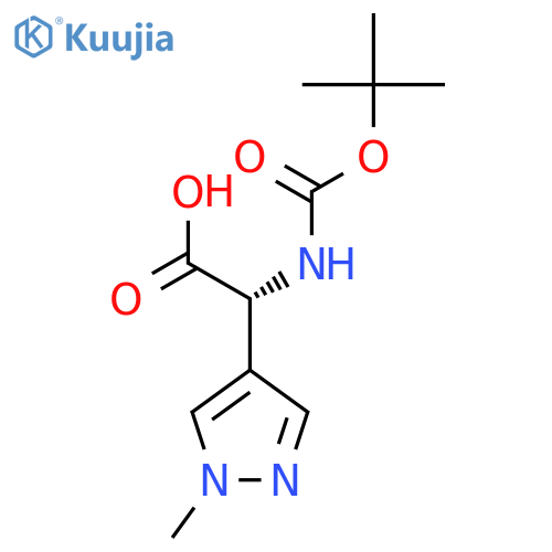 (2R)-2-(tert-butoxycarbonylamino)-2-(1-methylpyrazol-4-yl)acetic acid structure