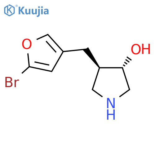 rac-(3R,4S)-4-(5-bromofuran-3-yl)methylpyrrolidin-3-ol structure