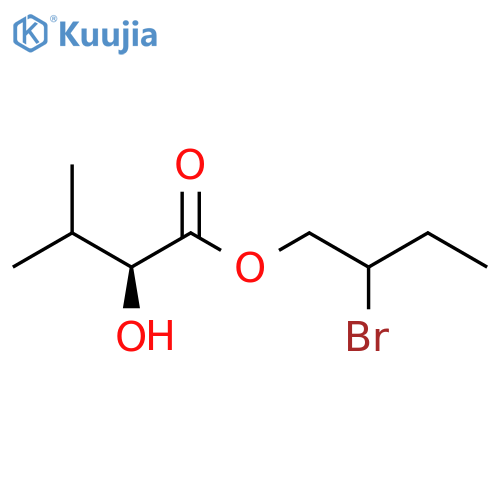 2-bromobutyl (2S)-2-hydroxy-3-methylbutanoate structure