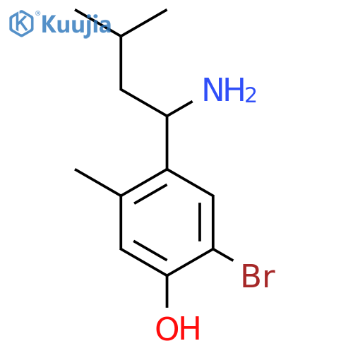 4-(1-amino-3-methylbutyl)-2-bromo-5-methylphenol structure