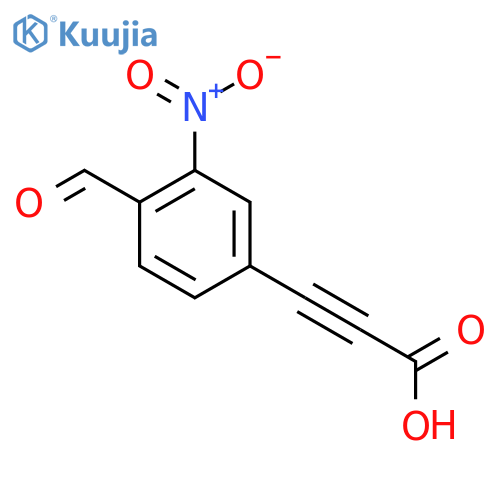 3-(4-formyl-3-nitrophenyl)prop-2-ynoic acid structure