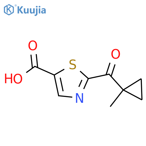 2-(1-methylcyclopropanecarbonyl)-1,3-thiazole-5-carboxylic acid structure