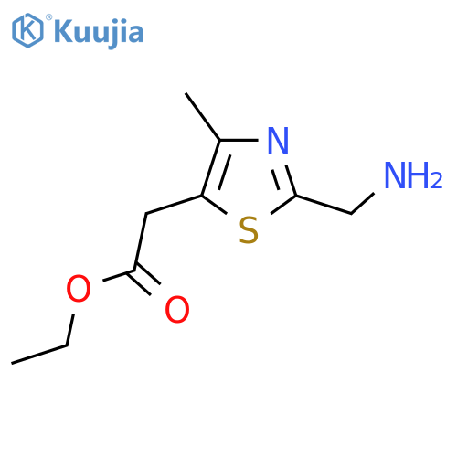 Ethyl 2-[2-(aminomethyl)-4-methyl-1,3-thiazol-5-yl]acetate structure