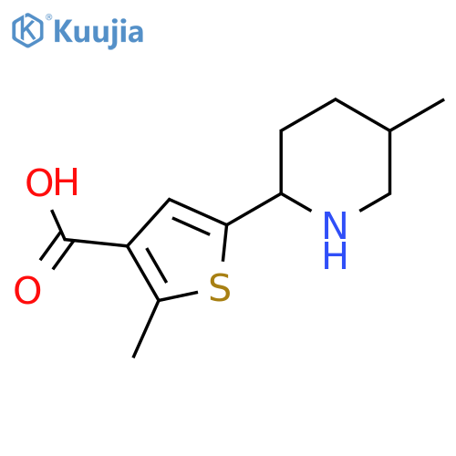 2-methyl-5-(5-methylpiperidin-2-yl)thiophene-3-carboxylic acid structure