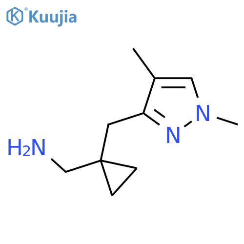 {1-(1,4-dimethyl-1H-pyrazol-3-yl)methylcyclopropyl}methanamine structure