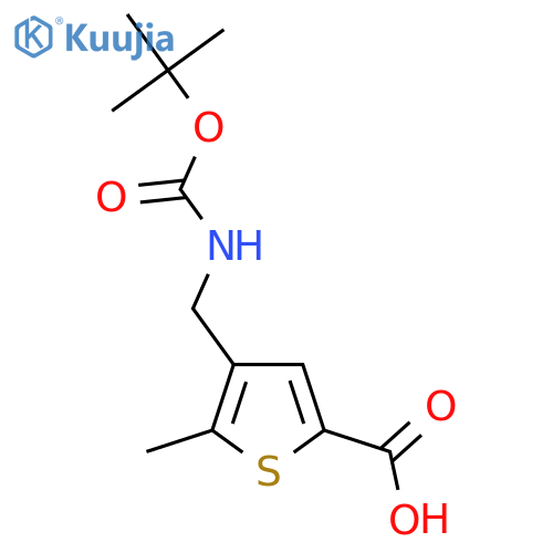 4-({(tert-butoxy)carbonylamino}methyl)-5-methylthiophene-2-carboxylic acid structure