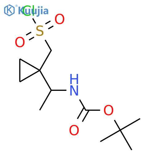 tert-butyl N-(1-{1-(chlorosulfonyl)methylcyclopropyl}ethyl)carbamate structure