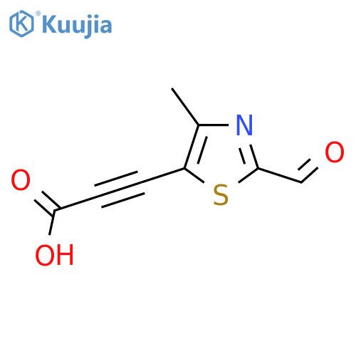 3-(2-formyl-4-methyl-1,3-thiazol-5-yl)prop-2-ynoic acid structure