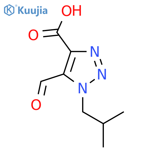 5-formyl-1-(2-methylpropyl)-1H-1,2,3-triazole-4-carboxylic acid structure