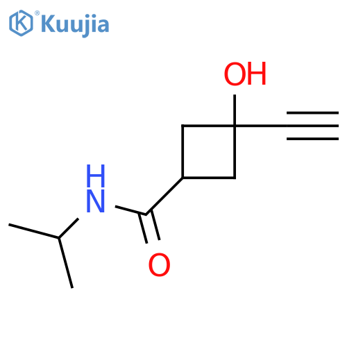 3-ethynyl-3-hydroxy-N-(propan-2-yl)cyclobutane-1-carboxamide structure
