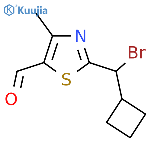 2-bromo(cyclobutyl)methyl-4-methyl-1,3-thiazole-5-carbaldehyde structure