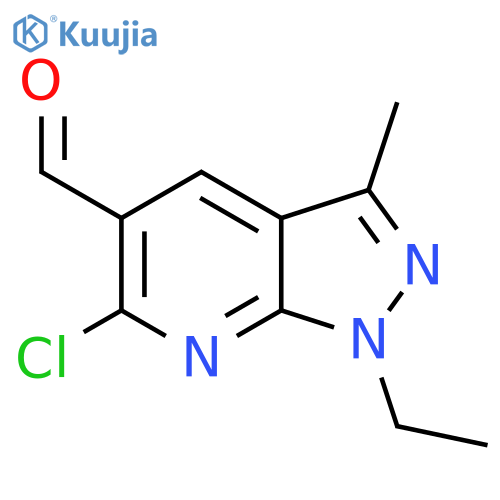 6-chloro-1-ethyl-3-methyl-1H-pyrazolo3,4-bpyridine-5-carbaldehyde structure