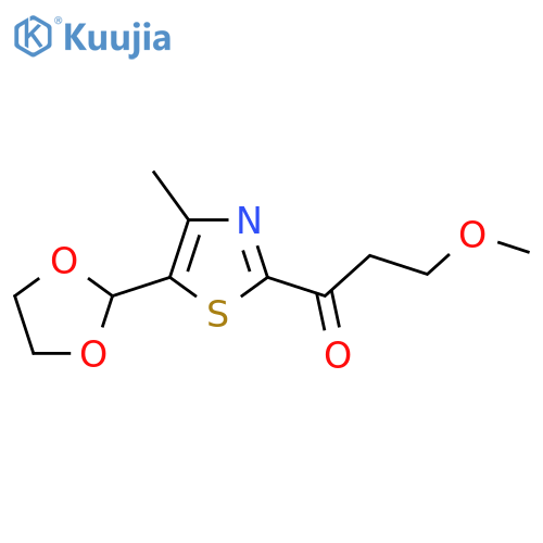 1-5-(1,3-dioxolan-2-yl)-4-methyl-1,3-thiazol-2-yl-3-methoxypropan-1-one structure