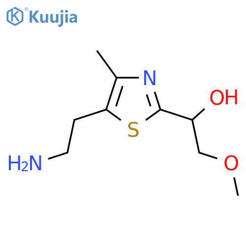 1-5-(2-aminoethyl)-4-methyl-1,3-thiazol-2-yl-2-methoxyethan-1-ol structure