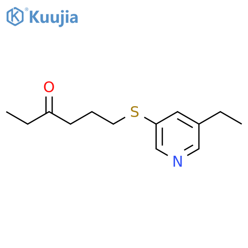 6-(5-ethylpyridin-3-yl)sulfanylhexan-3-one structure