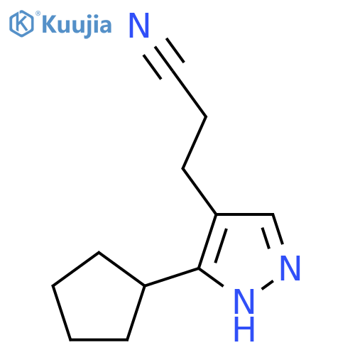 3-(5-cyclopentyl-1H-pyrazol-4-yl)propanenitrile structure