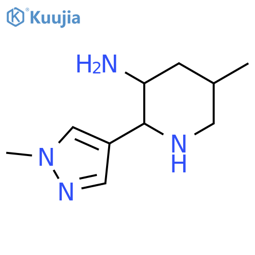 5-methyl-2-(1-methyl-1H-pyrazol-4-yl)piperidin-3-amine structure