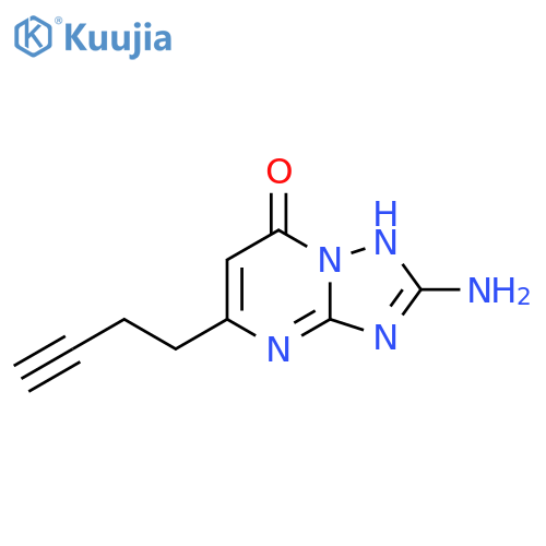 2-amino-5-(but-3-yn-1-yl)-3H,7H-1,2,4triazolo1,5-apyrimidin-7-one structure