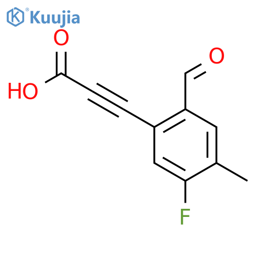 3-(5-fluoro-2-formyl-4-methylphenyl)prop-2-ynoic acid structure