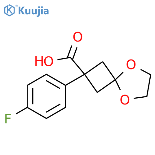 2-(4-fluorophenyl)-5,8-dioxaspiro[3.4]octane-2-carboxylic acid structure