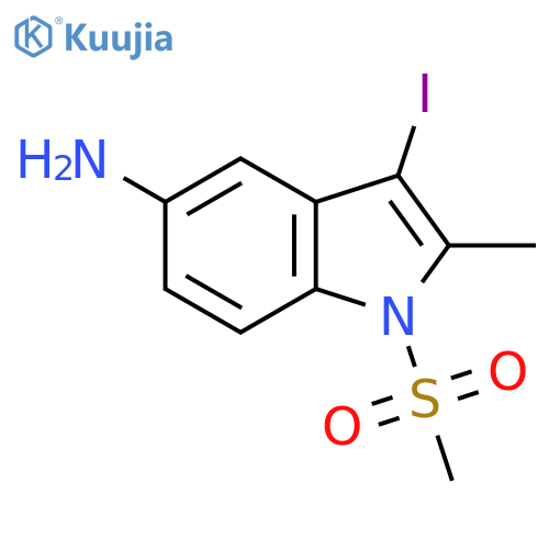 3-iodo-1-methanesulfonyl-2-methyl-1H-indol-5-amine structure