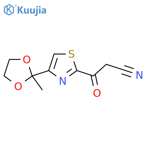 3-4-(2-methyl-1,3-dioxolan-2-yl)-1,3-thiazol-2-yl-3-oxopropanenitrile structure