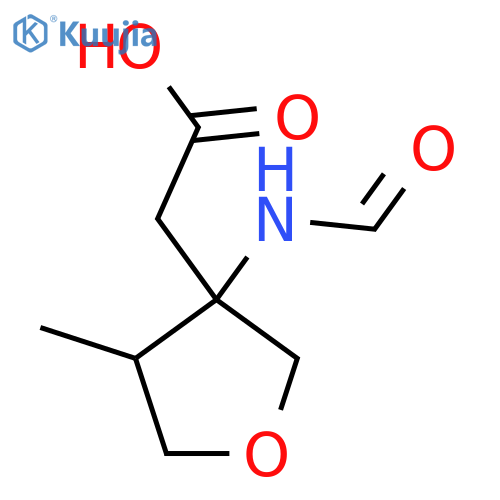 2-(3-formamido-4-methyloxolan-3-yl)acetic acid structure