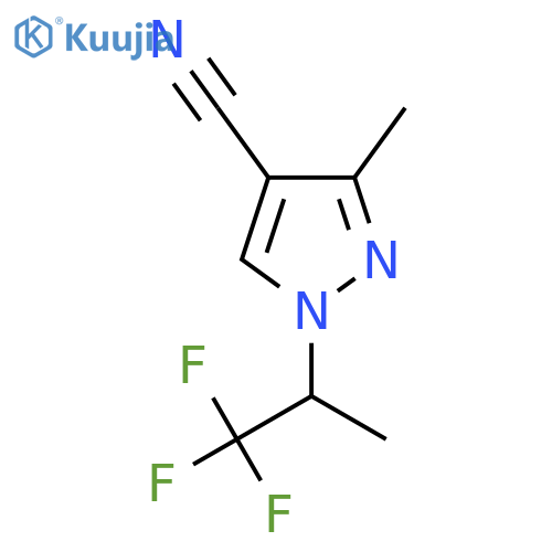 3-methyl-1-(1,1,1-trifluoropropan-2-yl)-1H-pyrazole-4-carbonitrile structure