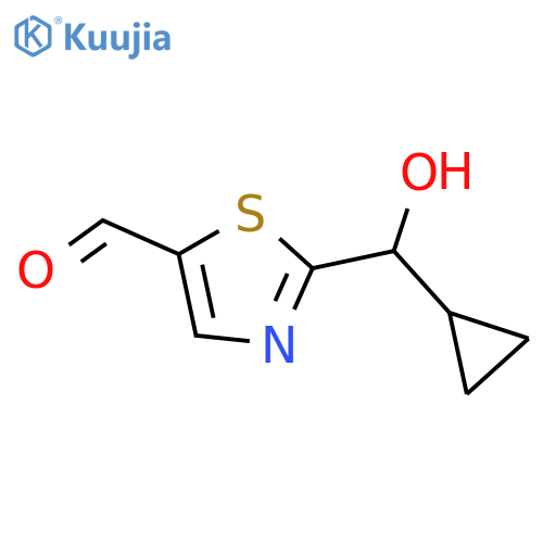 2-cyclopropyl(hydroxy)methyl-1,3-thiazole-5-carbaldehyde structure