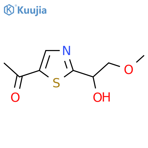 1-2-(1-hydroxy-2-methoxyethyl)-1,3-thiazol-5-ylethan-1-one structure