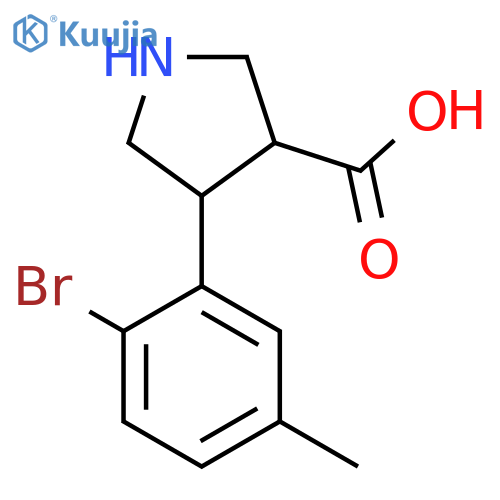 4-(2-bromo-5-methylphenyl)pyrrolidine-3-carboxylic acid structure