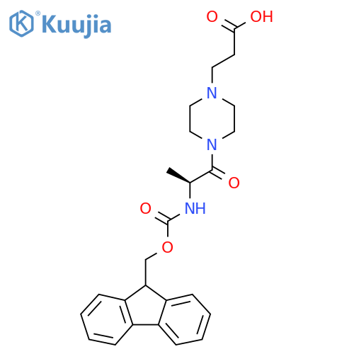 3-{4-(2S)-2-({(9H-fluoren-9-yl)methoxycarbonyl}amino)propanoylpiperazin-1-yl}propanoic acid structure
