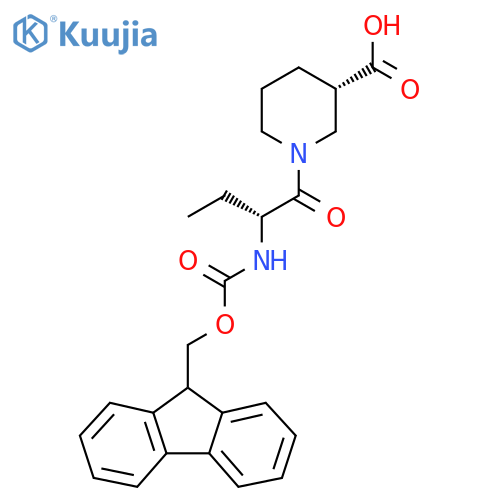 (3S)-1-(2R)-2-({(9H-fluoren-9-yl)methoxycarbonyl}amino)butanoylpiperidine-3-carboxylic acid structure