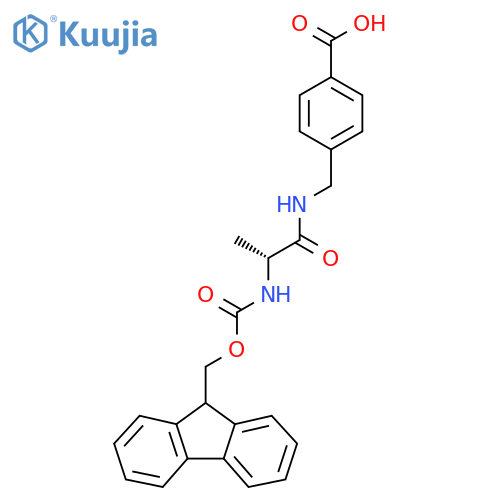 4-{(2R)-2-({(9H-fluoren-9-yl)methoxycarbonyl}amino)propanamidomethyl}benzoic acid structure