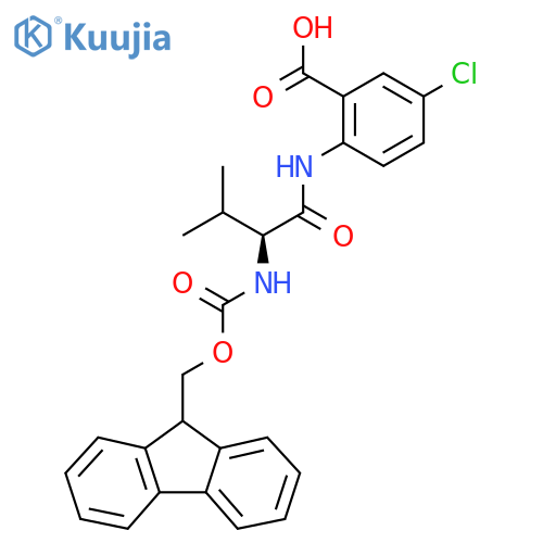 5-chloro-2-(2S)-2-({(9H-fluoren-9-yl)methoxycarbonyl}amino)-3-methylbutanamidobenzoic acid structure