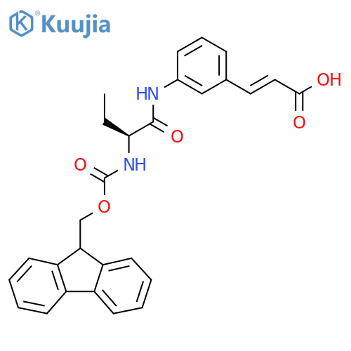 3-{3-(2S)-2-({(9H-fluoren-9-yl)methoxycarbonyl}amino)butanamidophenyl}prop-2-enoic acid structure