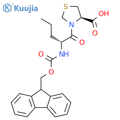 (4R)-3-(2R)-2-({(9H-fluoren-9-yl)methoxycarbonyl}amino)pentanoyl-1,3-thiazolidine-4-carboxylic acid structure