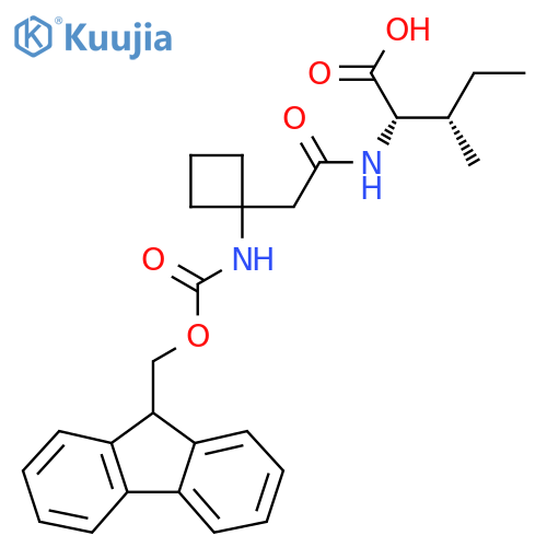 (2S,3S)-2-{2-1-({(9H-fluoren-9-yl)methoxycarbonyl}amino)cyclobutylacetamido}-3-methylpentanoic acid structure