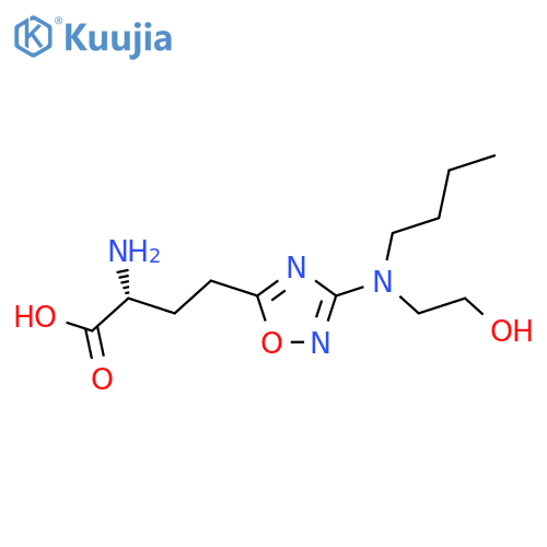 (2R)-2-amino-4-{3-butyl(2-hydroxyethyl)amino-1,2,4-oxadiazol-5-yl}butanoic acid structure
