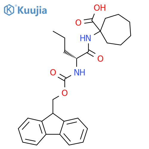 1-(2R)-2-({(9H-fluoren-9-yl)methoxycarbonyl}amino)pentanamidocycloheptane-1-carboxylic acid structure