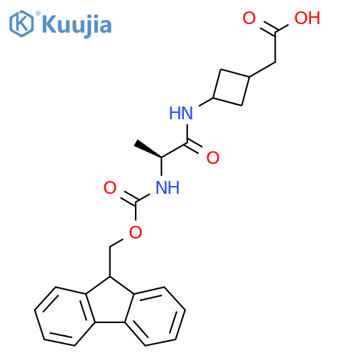 2-{3-(2S)-2-({(9H-fluoren-9-yl)methoxycarbonyl}amino)propanamidocyclobutyl}acetic acid structure